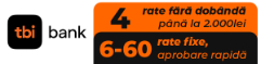 TBI Bank banner promoting installment payments with TBI Bank logo and the word RATE; left aligned promotional banner on the product page linking to the TBI Bank landing page; commercial encouraging tone